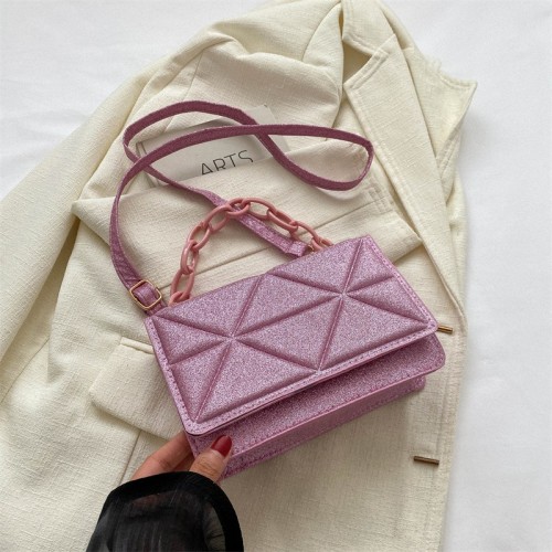 Fashionable and Popular Chain Handheld Women&#039;s Bag in 2023 New Style, Textured Embossed Solid Color Small Square Bag, Single Shoulder Crossbody Bag