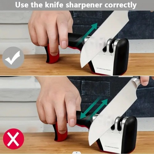 1pc 4 In 1 Professional Knife Sharpener, Easy To Use, Sharpen Quickly And Multi-functional, Suitable For Kitchen Scissors, Chef Knives And Outdoor Knives With Non-slip Handle