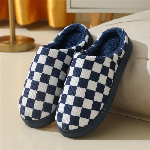 2024 New Thick-Soled Cotton Slippers for Women, Autumn and Winter Indoor Home Warm and Wear-Resistant Couple Plush Slippers for Men
