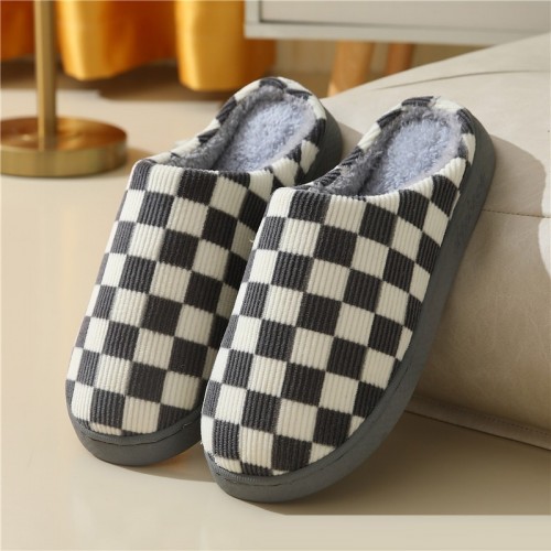 2024 New Thick-Soled Cotton Slippers for Women, Autumn and Winter Indoor Home Warm and Wear-Resistant Couple Plush Slippers for Men