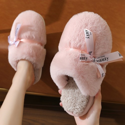 Cute Mushroom Cotton Slippers with Thick Soles for Autumn and Winter, Wholesale Women&#039;s Indoor Anti-Slip Couple Parent-Child Home EVA Furry Slippers