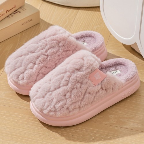 Warm EVA Thick-Soled Anti-Slip New Cotton Slippers for Women in Autumn and Winter, Couple Home Furry Cotton Slippers with