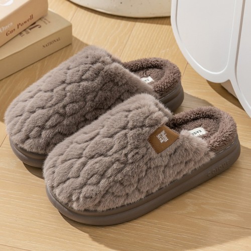 Warm EVA Thick-Soled Anti-Slip New Cotton Slippers for Women in Autumn and Winter, Couple Home Furry Cotton Slippers with