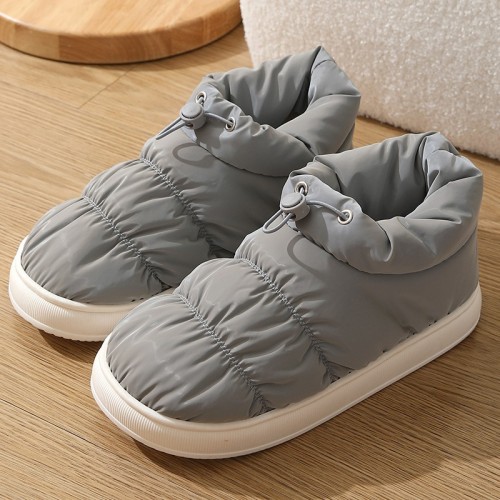 Autumn and Winter Down Cotton Slippers for Women, Including Heels, Warm Home Indoor Anti-Slip Waterproof Couple Outdoor Cotton Shoes Wholesale