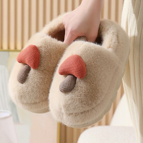 New Winter Style Cute Mushroom Wholesale Couple Thickened Indoor Snow Boots Home Furry Cotton Shoes for Women
