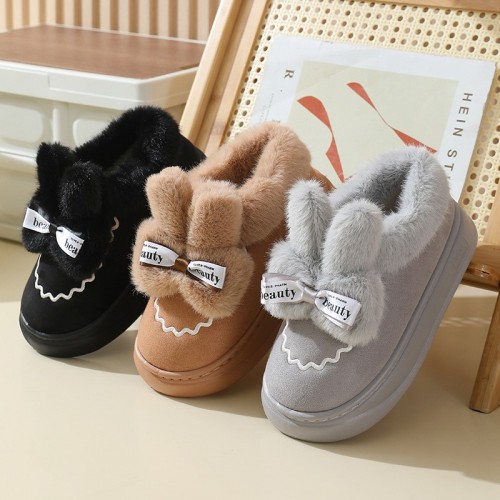 Autumn and Winter New Style Snow Boots for Outdoor Wear with Added Fluff for Warmth, Thick Bottom and Furry Couple Cotton Shoes Wholesale