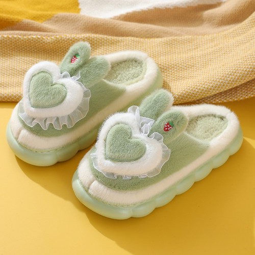 New Furry Cotton Slippers for Autumn and Winter with Thick Soles, Peach Heart Home Warm Indoor Soft Bottom Outdoor Cotton Slippers for Women Wholesale
