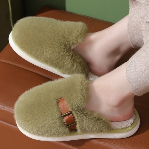 Autumn and Winter New Style Leisure Cotton Slippers with Added Fluff for Warmth, Thick Bottom, Couple Furry Cotton Slippers for Women at Home Wholesale
