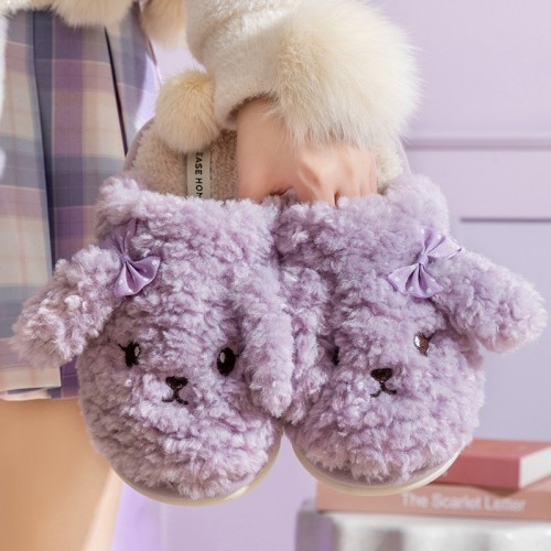 Thick-Soled Furry Slippers for Women in Winter, Couples&#039; Cute Cartoon Indoor Home Slippers, Home Cotton Slippers Wholesale