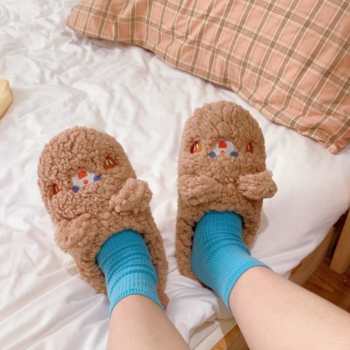 New Winter Style Cotton Slippers for Women with Added Fluff, Heels, Indoor Warmth, Couple Postpartum Cotton Shoes Wholesale