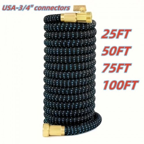 1pc Garden Hose 3/4" Interface 3 Times Telescopic Magic Hose Elastic Garden Watering Hose Rubber Pressure Car Wash Cleaning Nozzle Sprayer Gardening And Lawn Supplies