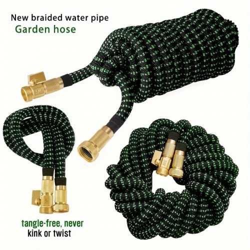 1 Roll, Retractable Hose, 25FT/50FT/75FT/100FTx3/4&#039;&#039; Solid Brass Fitting Connectors, Lightweight Kink Free For Yard Watering Washing Tool