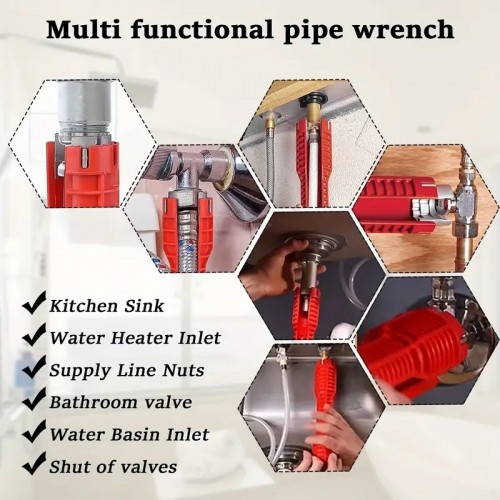 Faucet Sink Installation Tool, Multifunctional Wrench Heavy Duty Aluminum Plastic Sinks Plumbing Tool Red Portable For RV Toilet