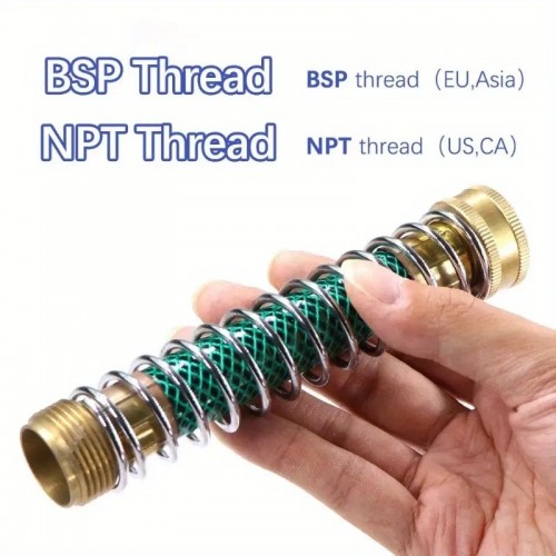 1 Roll, 3/4" NPT BSP Brass Hose Adapter Male Female Thread Garden Taps Irrigation Faucet Anti-bending Spring Tubing Prolonging Lengthen
