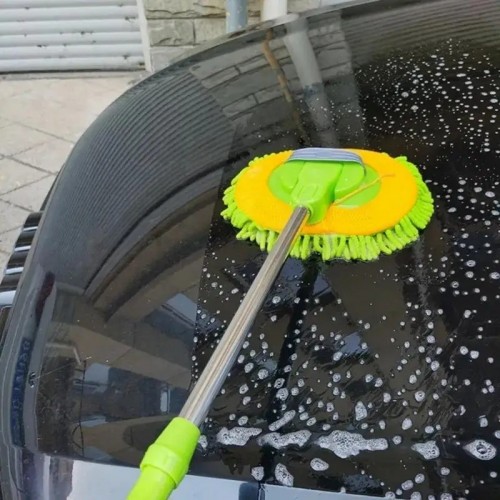 1pc Extendable Car Wash Mop, Long Handle Chenille Car Cleaning Brush, Car Care Product, Wash Brush Car Cleaning Tool, Green