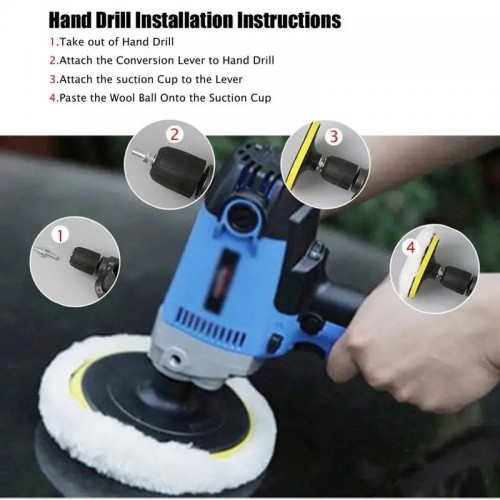 5pcs/set 5 Inch Car Polishing Waxing Buffing Wheel Pad Car Polisher Kit For Auto M10 Drill Connector Car Paint Care Car-styling