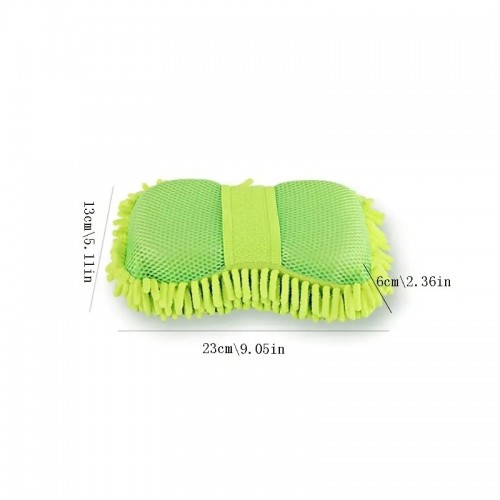 1pc Car Wash Mitt Chenille Microfiber Wash Sponge Scratch Free, Ultra Absorbent Microfiber Waffle Drying Towel For Car Detailing, Green, 9.05in*5.11in*2.75in