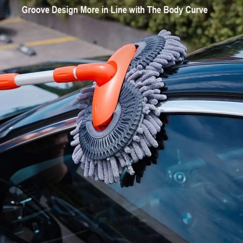 1pc Car Wash Mop/ Only 1 Replacement Head, Car Cleaning Kit, Dust Collector, Chenille Ultrafine Fiber Car Wash Brush Mop, Groove Design More In Line With The Body Curve, Scratch Free Cleaning Tool, Car Supplies, Cleaning Supplies