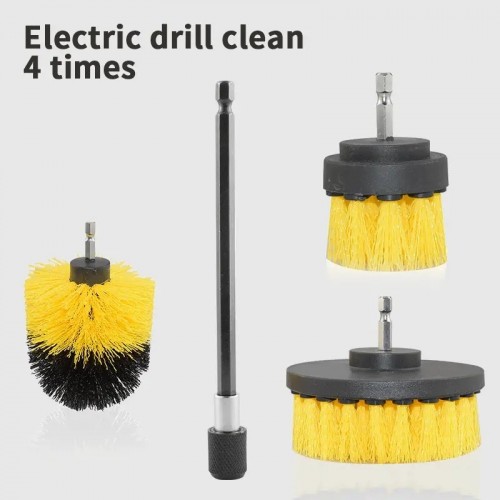 4pcs Electric Drill Brush Scrubber Set, Cleaning Brush Detailing Brush, Auto Tires Cleaning Tools For Bathroom Tile Kitchen