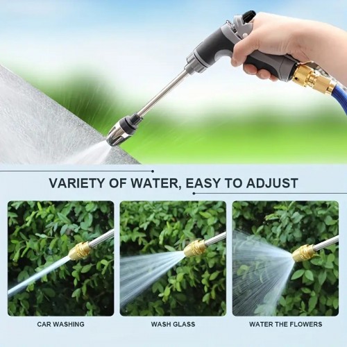 1pc, 3 Times Retractable Garden Hose Set With 3 Function High-pressure Water Gun, Suitable For Car Washing, Watering Flowers, Garden Irrigation, Cleaning, Etc., Size 35FT/50FT/75FT