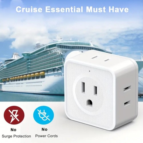 1/2pcs Multiple Plug Outlet Adapter, Multi Plug Outlet Extender, 5 Way Wall Outlet Expander, Small Electrical Outlet Splitter For Cruise Ship, Travel, Home, Office, Dorm Essentials