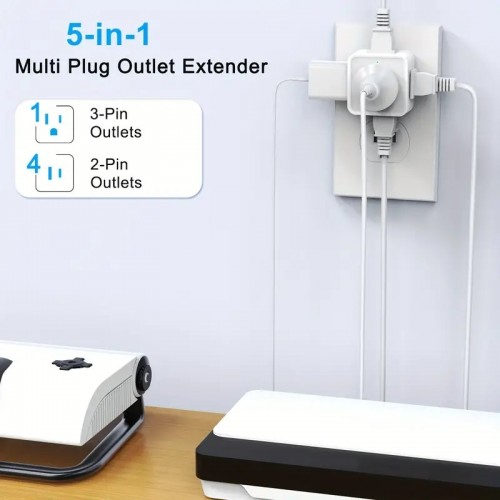 1/2pcs Multiple Plug Outlet Adapter, Multi Plug Outlet Extender, 5 Way Wall Outlet Expander, Small Electrical Outlet Splitter For Cruise Ship, Travel, Home, Office, Dorm Essentials