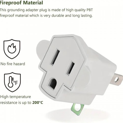 ETL Listed 3-2 Prong Grounding Outlet Adapter, JACKYLED 3 Prong To 2 Prong Adapter Converter Portable Fireproof Resistant Heavy Duty Wall Outlet Plug For Household Appliances Industrial