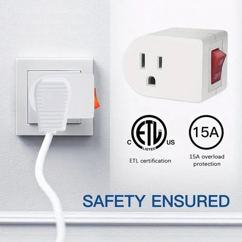 Boost Safety & Convenience - 2/4pcs ETL Listed Grounded Outlet Adapter With ON/OFF Switch & Red Indicator