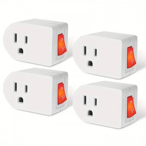 Boost Safety & Convenience - 2/4pcs ETL Listed Grounded Outlet Adapter With ON/OFF Switch & Red Indicator