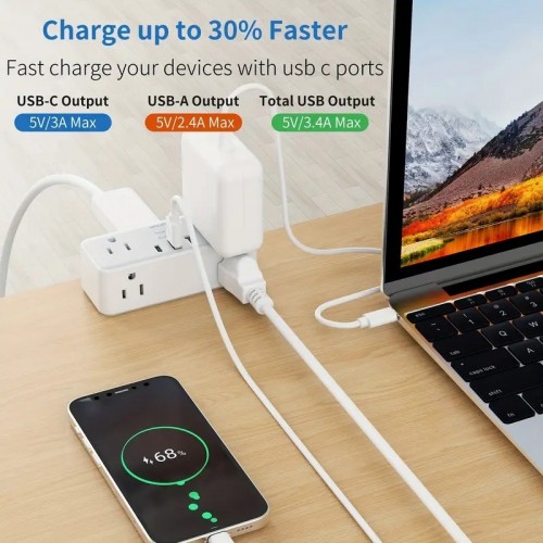 Maximize Your Desk Space With This 6-Outlet Desk Clamp Power Strip With USB Ports!