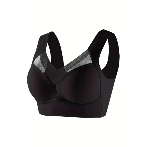 3pcs Contrast Mesh Wireless Bras, Comfy & Skin-friendly Everyday Intimates Bra, Women&#039;s Lingerie & Underwear