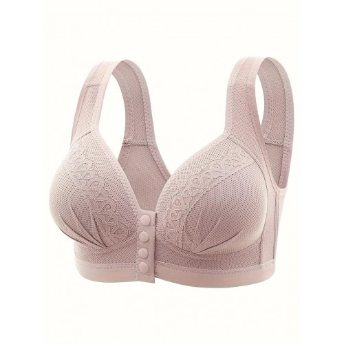 3pcs Contrast Lace Wireless Bras, Comfy & Breathable Front Buckle Push Up Bra, Women&#039;s Lingerie & Underwear