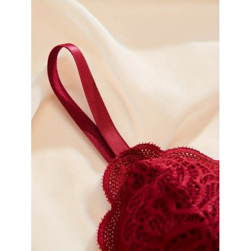 5pcs Contrast Lace Wireless Bras, Comfy & Breathable Scallop Trim Bra, Women&#039;s Lingerie & Underwear